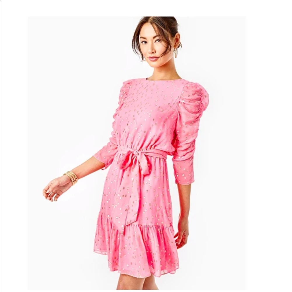 NWT Lilly Pulitzer Chianna silk pink long sleeve dress